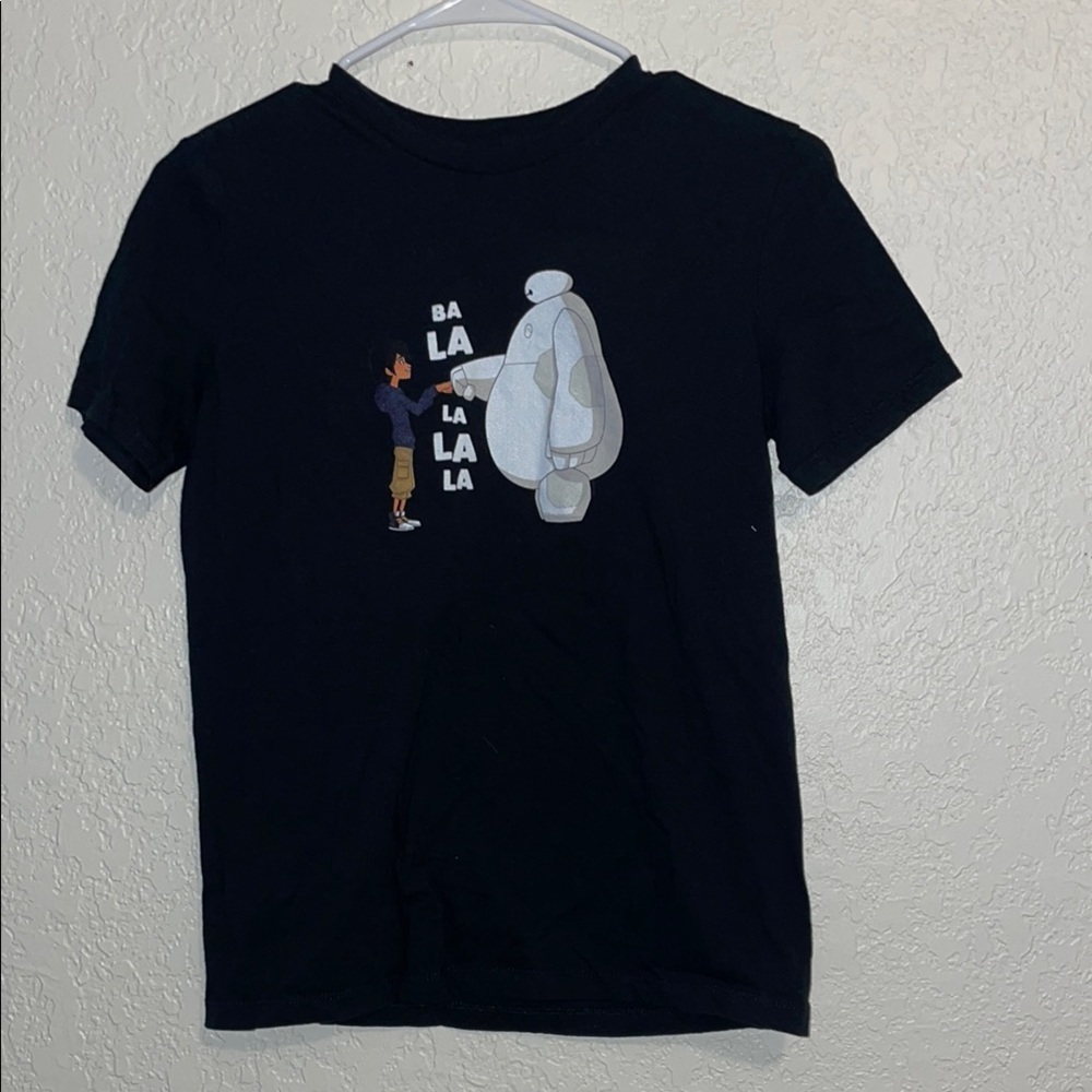 Disney Black and White Short Sleeve Tee with Cartoon Characters